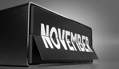 November - calendar on gray background - 3D illustrationの写真素材