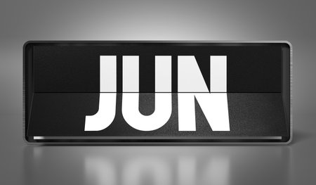 June - calendar on gray background - 3D illustrationの写真素材