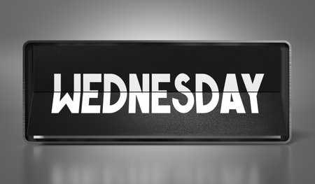 Wednesday - calendar on gray background - 3D illustrationの写真素材