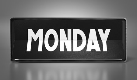 Monday - calendar on gray background - 3D illustrationの写真素材