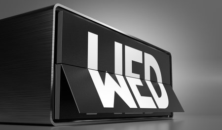 Wednesday - calendar on gray background - 3D illustration