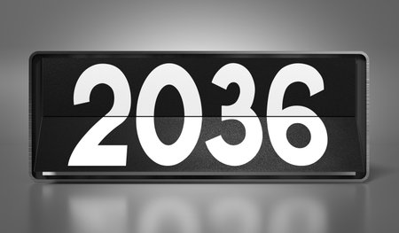 2036 - table calendar - 3D illustrationの写真素材