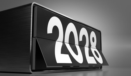 2028 - table calendar - 3D illustrationの写真素材