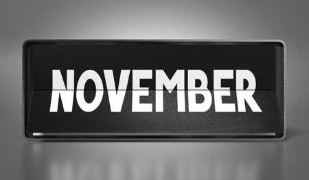 November - calendar on gray background - 3D illustrationの写真素材