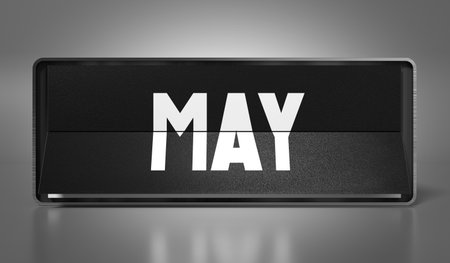May - calendar on gray background - 3D illustrationの写真素材