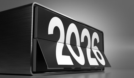 2026 - table calendar - 3D illustrationの写真素材