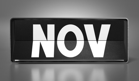 November - calendar on gray background - 3D illustrationの写真素材