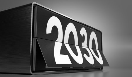 2030 - table calendar - 3D illustrationの写真素材