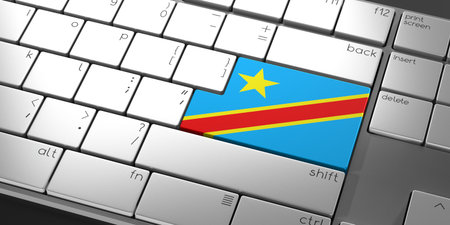 Computer keyboard with flag of Democratic Republic of the Congo - 3D illustrationの写真素材