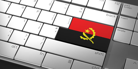 Computer keyboard with flag of Angola - 3D illustrationの写真素材