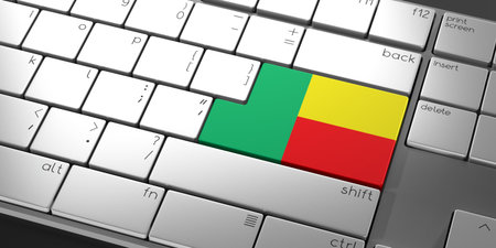 Computer keyboard with flag of Benin - 3D illustrationの写真素材