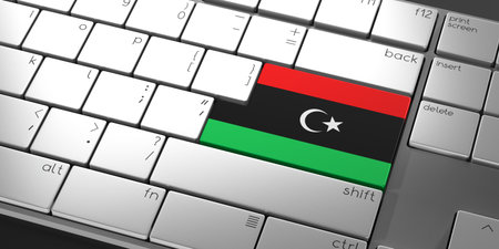 Computer keyboard with flag of Libya - 3D illustrationの写真素材