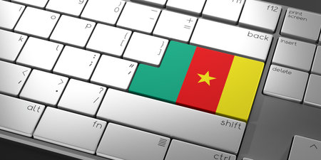 Computer keyboard with flag of Cameroon - 3D illustrationの写真素材