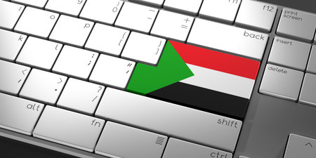Computer keyboard with flag of Sudan - 3D illustrationの写真素材
