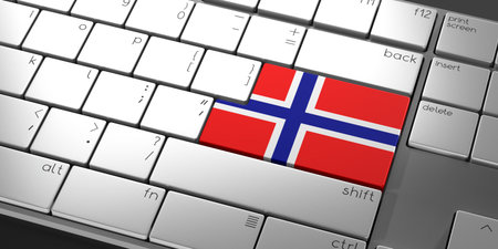 Computer keyboard with flag of Norway - 3D illustrationの写真素材