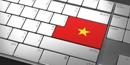 Computer keyboard with flag of Vietnam - 3D illustrationの写真素材