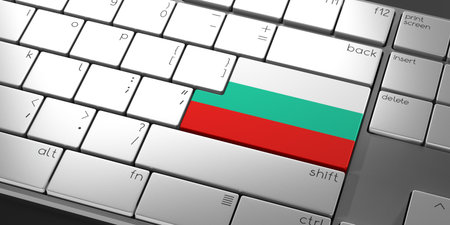 Computer keyboard with flag of Bulgaria - 3D illustrationの写真素材