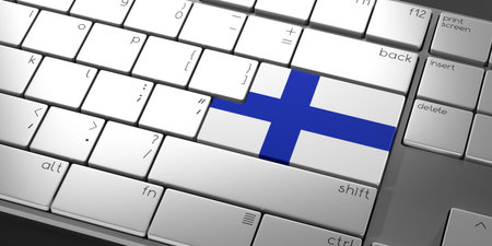 Computer keyboard with flag of Finland - 3D illustrationの写真素材