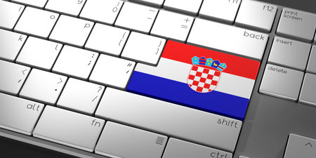 Computer keyboard with flag of Croatia - 3D illustrationの写真素材