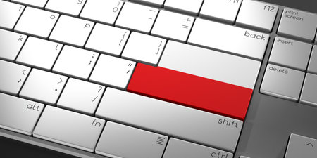 Computer keyboard with flag of Poland - 3D illustrationの写真素材