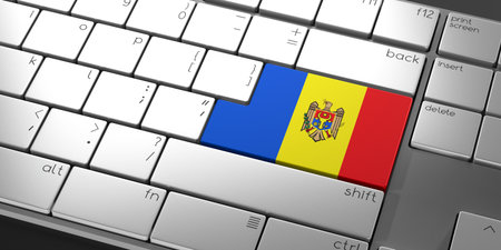 Computer keyboard with flag of Moldova - 3D illustrationの写真素材