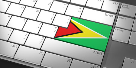 Computer keyboard with flag of Guyana - 3D illustration