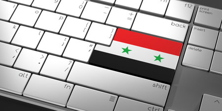 Computer keyboard with flag of Syria - 3D illustrationの写真素材