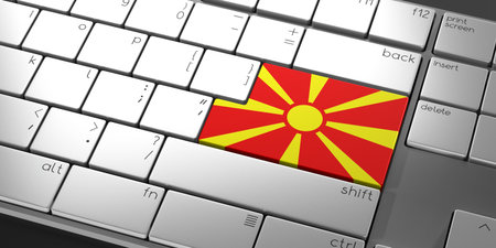 Computer keyboard with flag of Macedonia - 3D illustrationの写真素材