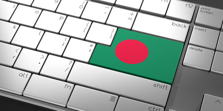 Computer keyboard with flag of Bangladesh - 3D illustrationの写真素材