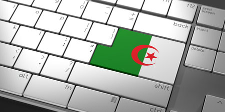 Computer keyboard with flag of Algeria - 3D illustrationの写真素材
