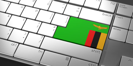 Computer keyboard with flag of Zambia - 3D illustrationの写真素材