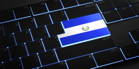 Computer keyboard with flag of El Salvador - 3D illustration