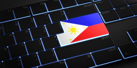 Computer keyboard with flag of Philippines - 3D illustrationの写真素材