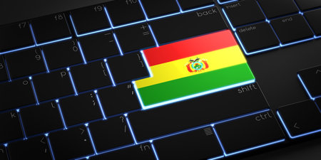 Computer keyboard with flag of Bolivia - 3D illustrationの写真素材