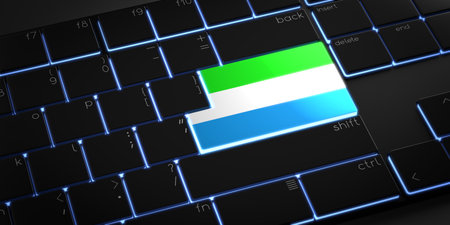 Computer keyboard with flag of Sierra Leone - 3D illustrationの写真素材