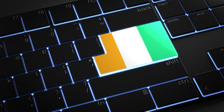 Computer keyboard with flag of Ivory Coast - 3D illustrationの写真素材