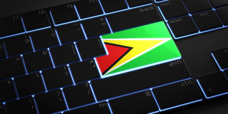 Computer keyboard with flag of Guyana - 3D illustrationの写真素材