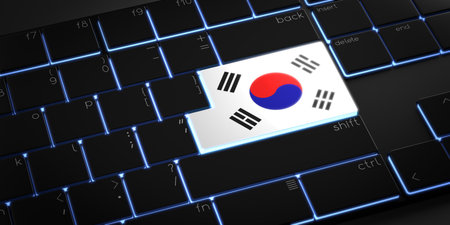Computer keyboard with flag of South Korea - 3D illustration