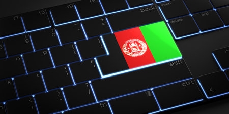 Computer keyboard with flag of Afghanistan - 3D illustrationの写真素材