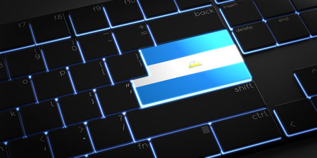 Computer keyboard with flag of Nicaragua - 3D illustration