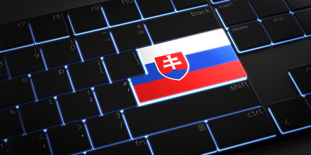 Computer keyboard with flag of Slovakia - 3D illustrationの写真素材