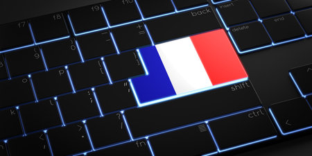 Computer keyboard with flag of France - 3D illustrationの写真素材
