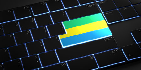 Computer keyboard with flag of Gabon - 3D illustrationの写真素材