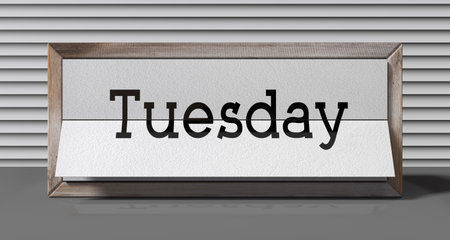 Tuesday - table calendar - 3D illustrationの写真素材