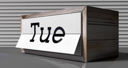 Tuesday - table calendar - 3D illustrationの写真素材