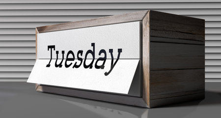 Tuesday - table calendar - 3D illustrationの写真素材
