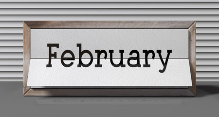 February - table calendar - 3D illustration