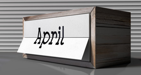 April - table calendar - 3D illustrationの写真素材