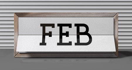 February - table calendar - 3D illustration