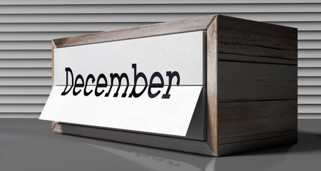 December - table calendar - 3D illustrationの写真素材